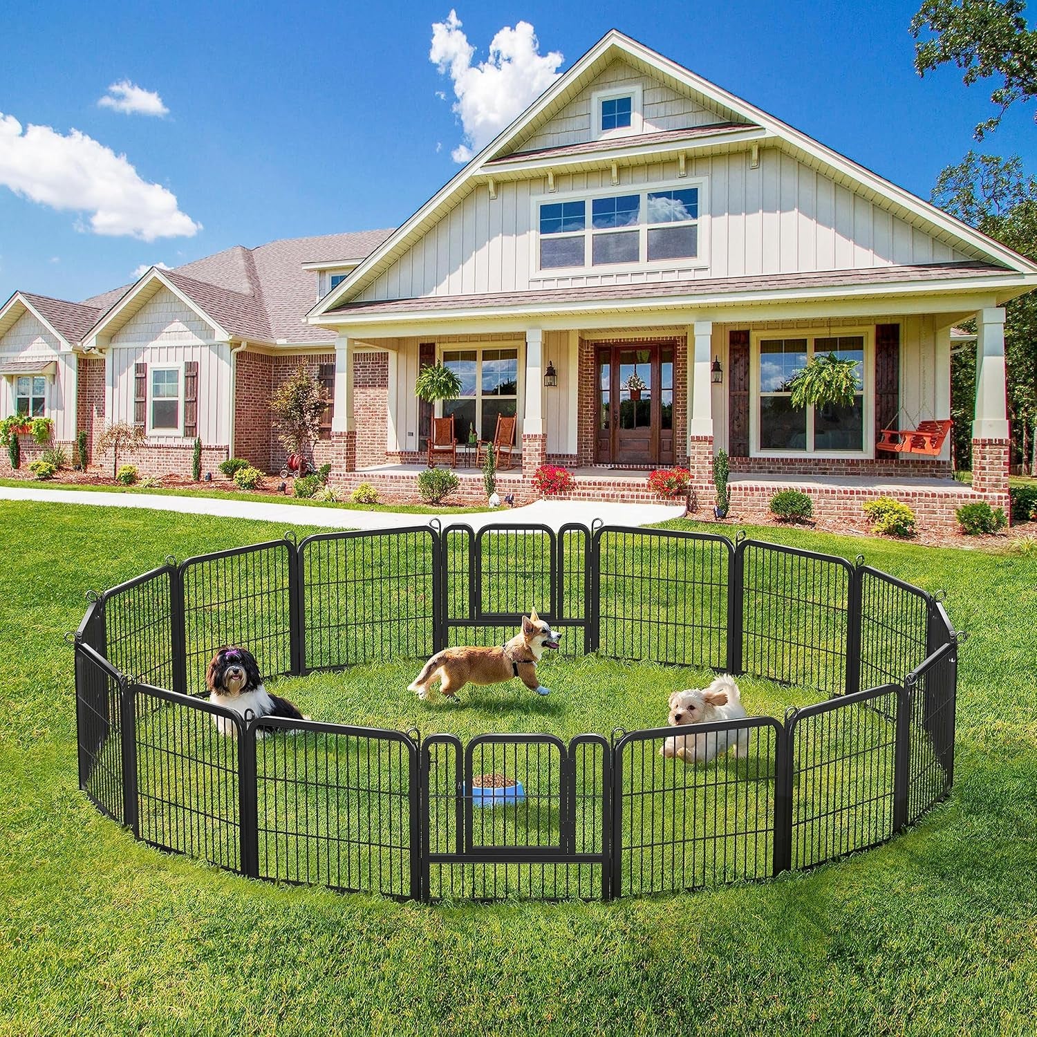 Dog Playpen Outdoor, 24 Inch 16 Panels Dog Pen Indoor Heavy Duty Puppy Exercise Pen Metal Pet Fence for RV Camping/Yard/Garden