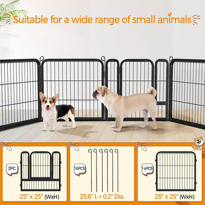 Dog Playpen Outdoor, 24 Inch 16 Panels Dog Pen Indoor Heavy Duty Puppy Exercise Pen Metal Pet Fence for RV Camping/Yard/Garden