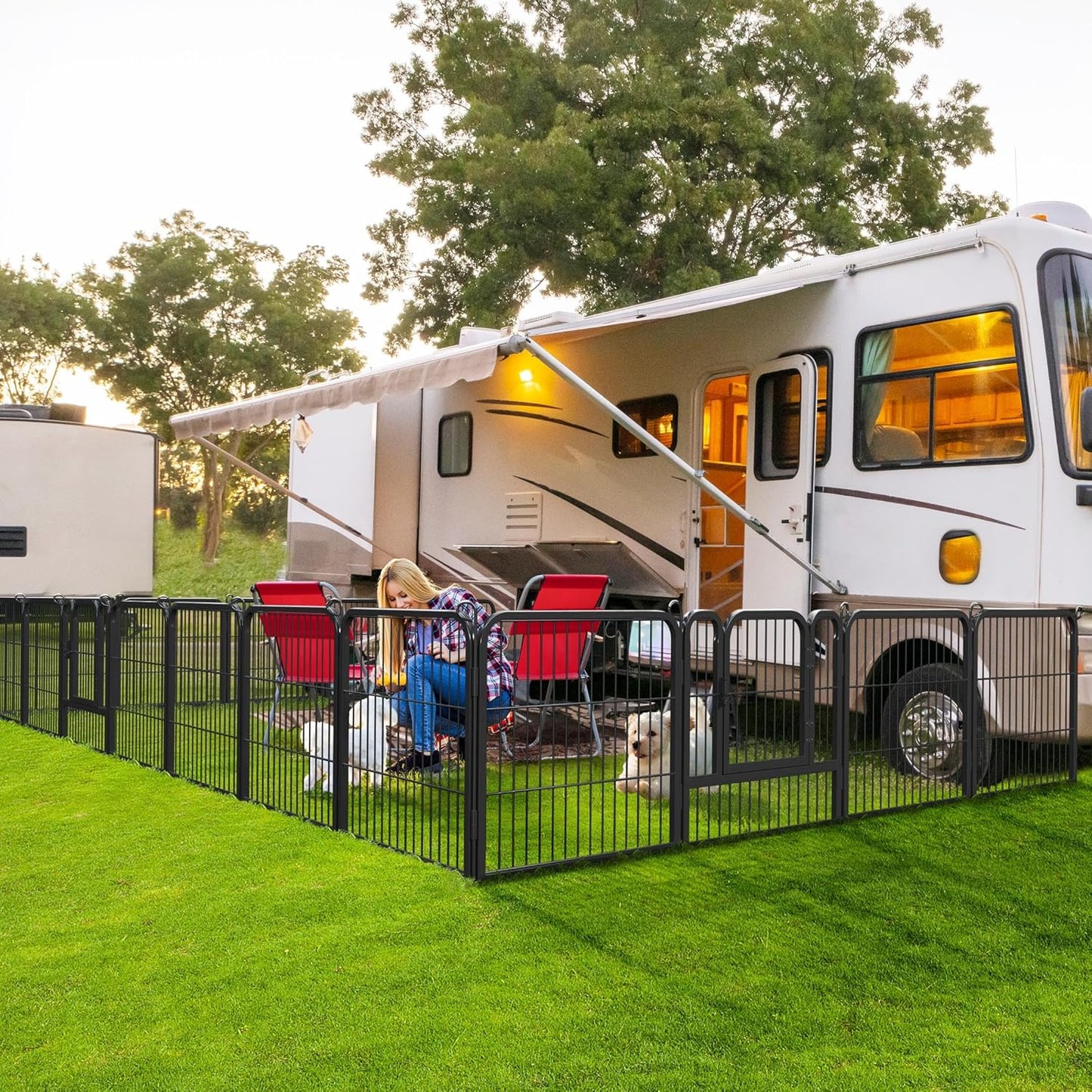 Dog Playpen Outdoor, 24 Inch 16 Panels Dog Pen Indoor Heavy Duty Puppy Exercise Pen Metal Pet Fence for RV Camping/Yard/Garden